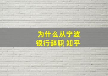 为什么从宁波银行辞职 知乎